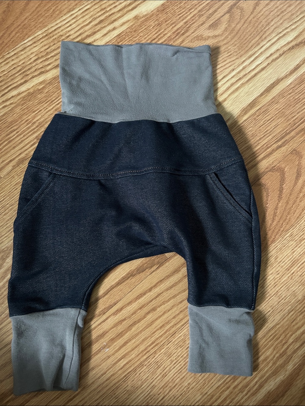Toddler Dark Blue Joggers with Gray Waist & Cuffs